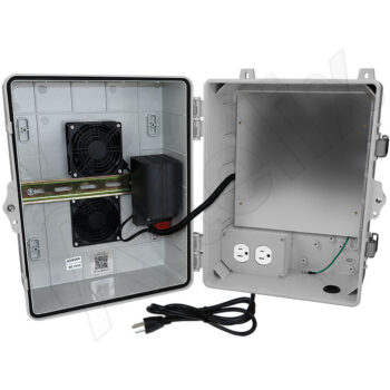 Altelix 14x11x9 Polycarbonate Heated Enclosure with Cooling Fan, Aluminum Equipment Mounting Plate, 120 VAC Outlets & Power Cord