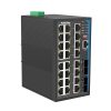ROBOfiber HGW-2404SM Series – 24x RJ45 + 4x SFP Slot Gigabit Ethernet Industrial Fiber Switches, DIN rail mount, with and without PoE+ - No PoE