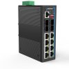 ROBOfiber H10-804SM-PSE - 8x Gigabit RJ45 + 2x 1G/2.5G/10G SFP+ ports + 2x 1G/10G SFP+ ports Ethernet Layer 3 Managed PoE Industrial fiber switch 240W total power