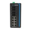 ROBOfiber HGW-808S - 8x RJ45 + 8x SFP ports Gigabit Ethernet Industrial fiber switch, DIN rail mount, -40 to +75 Celsius