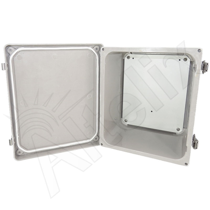 Altelix 14x12x8 FRP Fiberglass NEMA 4X Box Weatherproof Enclosure with Hinged Lid & Stainless Steel Latches 