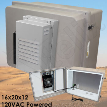 Altelix Air Conditioned Enclosure - 16x20x12 Fiberglass Weatherproof NEMA 4X Enclosure with 120 VAC Outlets