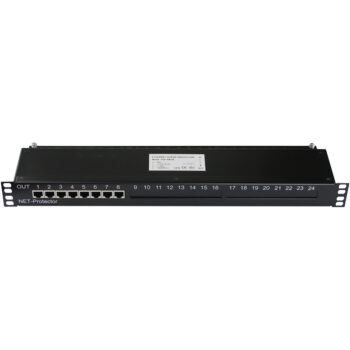 ROBOfiber POE-RM-08 - 8 port Full 8 pin Cat6 RJ45 2.5G/Gigabit Ethernet surge protector with PoE support 19" rack mountable, modular