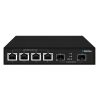 ROBOfiber RB10-402S-PSE 4x 100M/1G/2.5G Ethernet port switch + 2x 1G/10G SFP+ uplink slots, high power PoE++ 125W budget